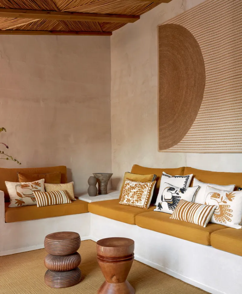 u00c9litis Kissen|Bedrucktes Seidenkissen Azteca