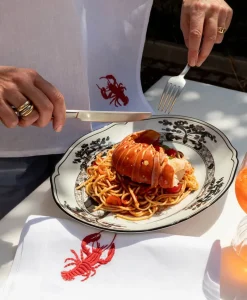 indradanush Grillen|Grillen|Bestickte Leinenservietten Hummer