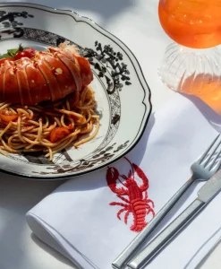 indradanush Grillen|Grillen|Bestickte Leinenservietten Hummer