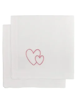 indradanush Tischwäsche|Servietten|Bestickte Leinenservietten Herzen