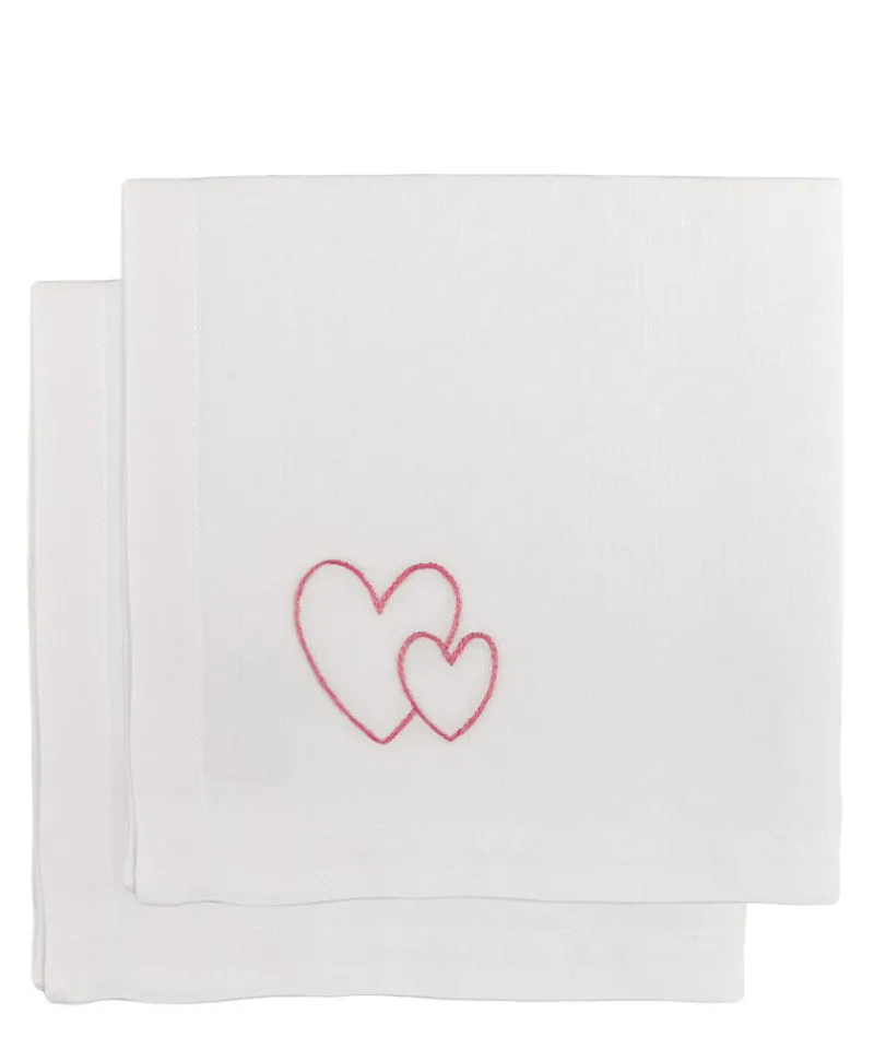 indradanush Tischwäsche|Servietten|Bestickte Leinenservietten Herzen