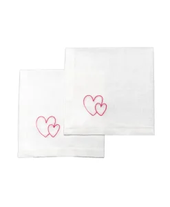 indradanush Tischwäsche|Servietten|Bestickte Leinenservietten Herzen