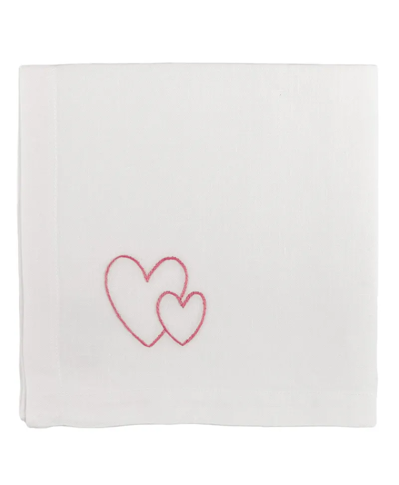 indradanush Tischwäsche|Servietten|Bestickte Leinenservietten Herzen