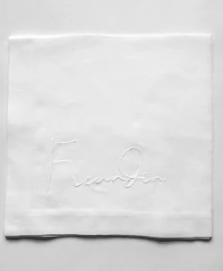 indradanush Tischwäsche|Servietten|Bestickte Leinenserviette Freund/Freundin/Friend