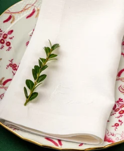 indradanush Tischwäsche|Servietten|Bestickte Leinenserviette Freund/Freundin/Friend