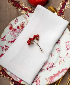 indradanush Tischwäsche|Servietten|Bestickte Leinenserviette Freund/Freundin/Friend