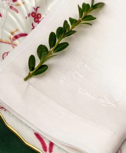 indradanush Tischwäsche|Servietten|Bestickte Leinenserviette Freund/Freundin/Friend