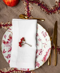 indradanush Tischwäsche|Servietten|Bestickte Leinenserviette Freund/Freundin/Friend