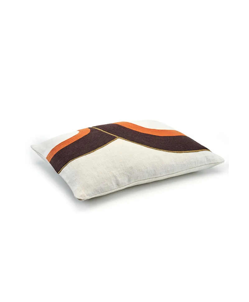 u00c9litis Kissen|Besticktes Leinenkissen Bridge