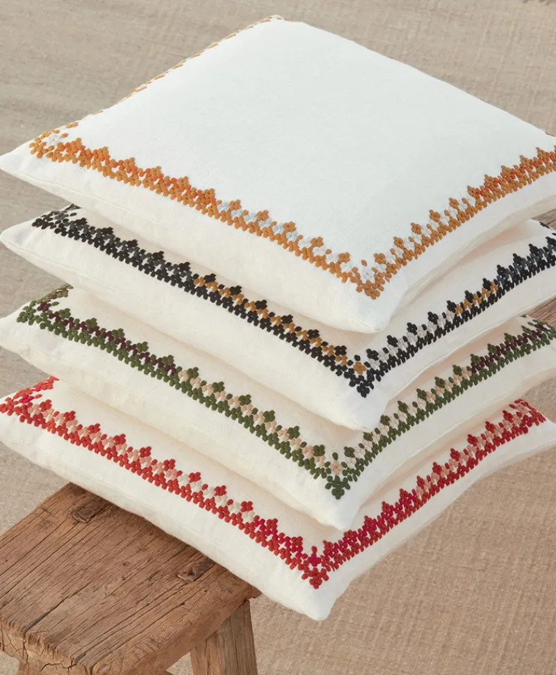 u00c9litis Kissen|Besticktes Leinenkissen Maya