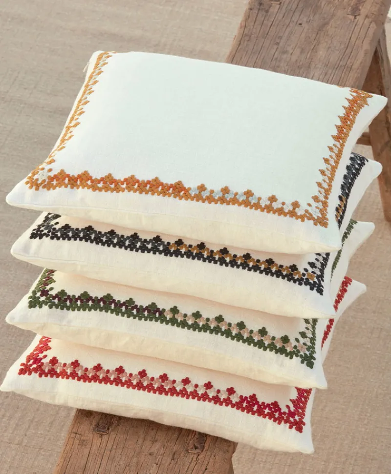 u00c9litis Kissen|Besticktes Leinenkissen Maya