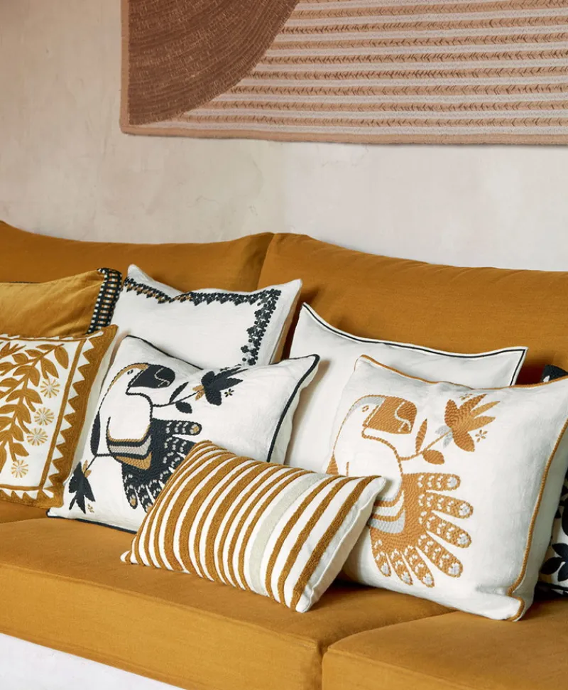 u00c9litis Kissen|Besticktes Leinenkissen Maya