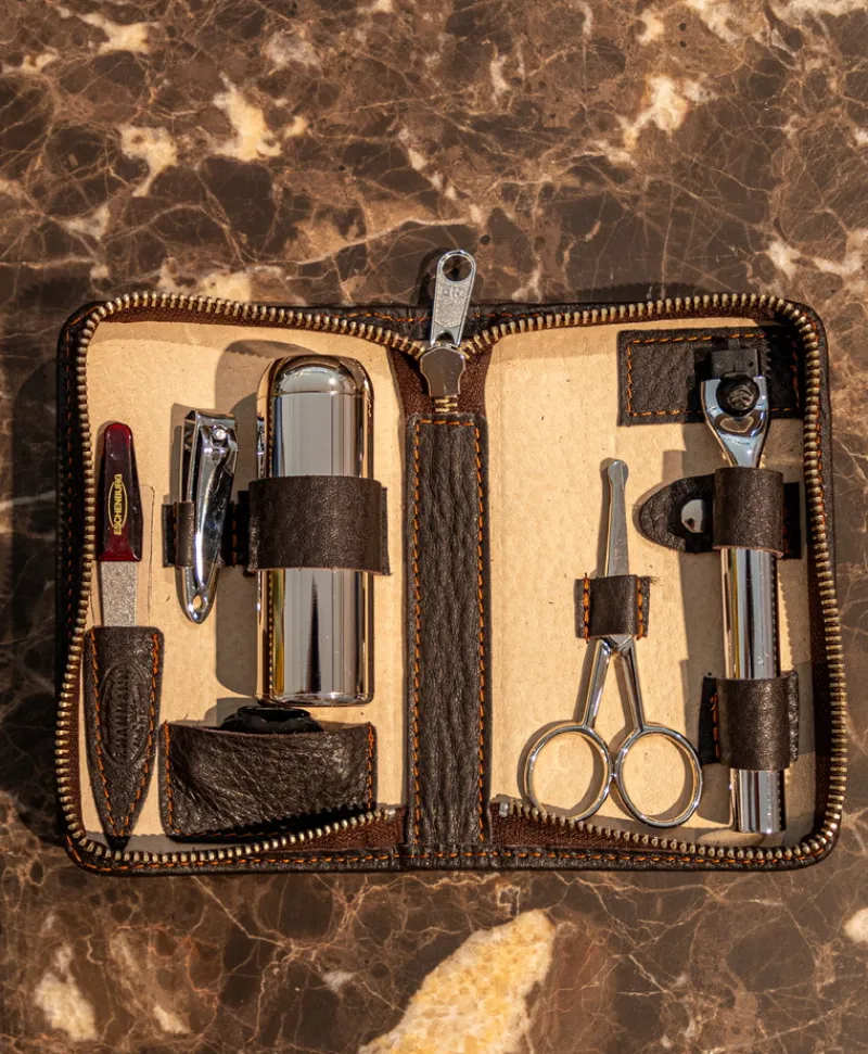 F. HAMMANN Reiseaccessoires|Chervo Rasierset Kalbleder – Eschenburg Bestecke