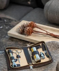 F. HAMMANN Reiseaccessoires|Chervo Rasierset Kalbleder – Eschenburg Bestecke