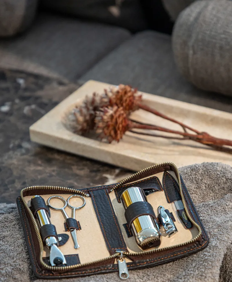 F. HAMMANN Reiseaccessoires|Chervo Rasierset Kalbleder – Eschenburg Bestecke