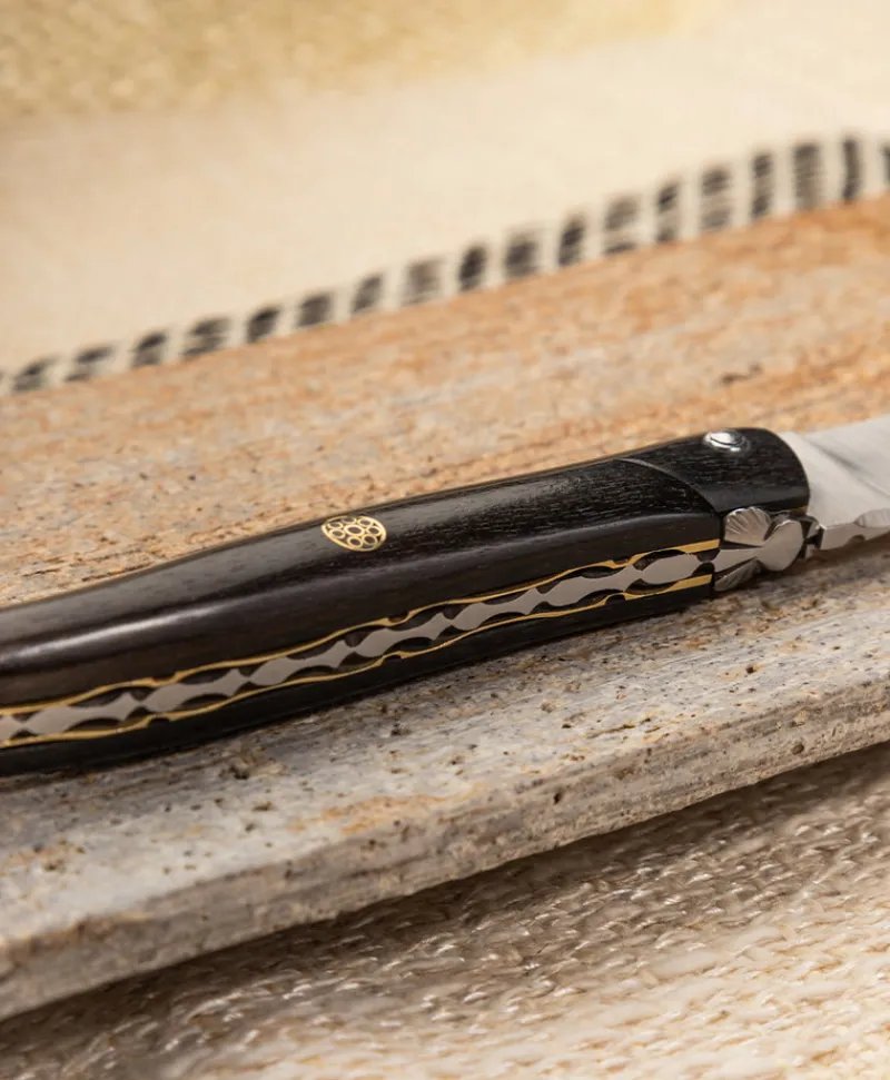 Laguiole en Aubrac Messer|Faltbares Taschenmesser mit Ebenholz Griff