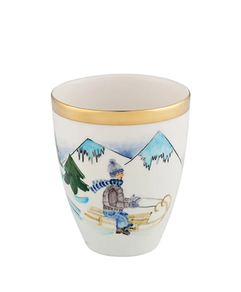 Sofina Porzellan Vasen|Handbemalte Porzellan Vase Rodler mit Goldrand