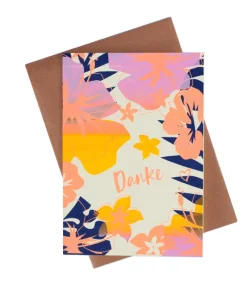 Pink Stories Papeterie|Handgedruckte Klappkarte "Danke und Merci"