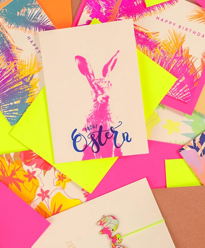 Pink Stories Papeterie|Handgedruckte Klappkarte "Danke und Merci"