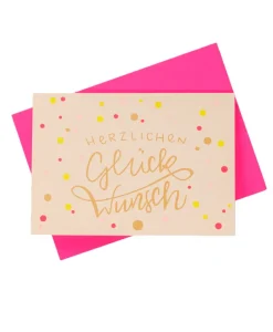 Pink Stories Papeterie|Handgedruckte Klappkarte "Glückwunsch"