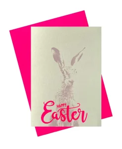 Pink Stories Papeterie|Handgedruckte Klappkarte "Happy Easter"