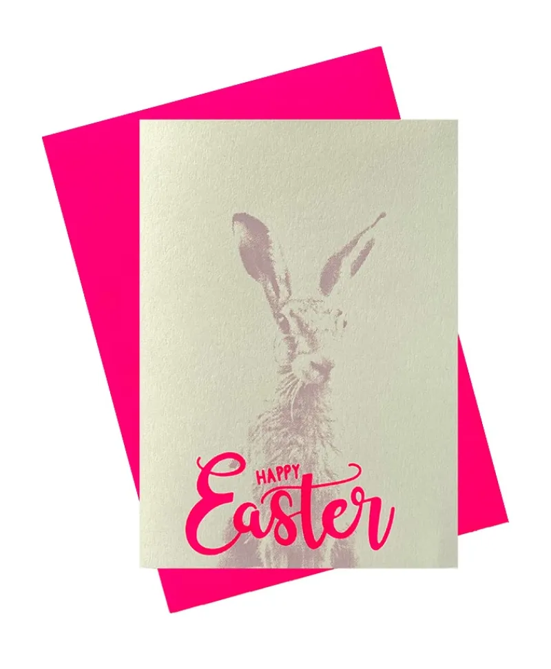 Pink Stories Papeterie|Handgedruckte Klappkarte "Happy Easter"