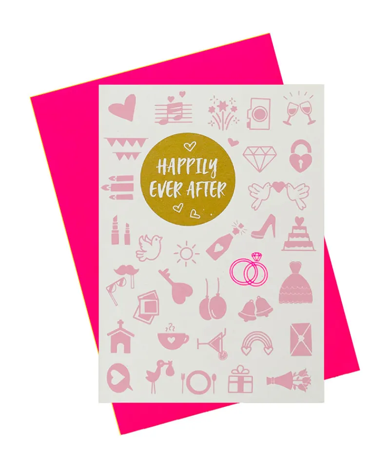 Pink Stories Papeterie|Handgedruckte Klappkarte "Happily Ever After"