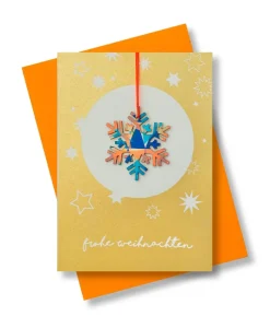 Pink Stories Papeterie|Handgedruckte Klappkarte mit Schneeflocke