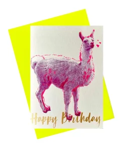 Pink Stories Papeterie|Handgefertigte Klappkarte "Lama Happy Birthday"