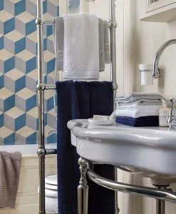 weseta Luxusfrottier Bunte Badematten|Luxus-Badevorleger Dreamflor mit Mäanderbordüre