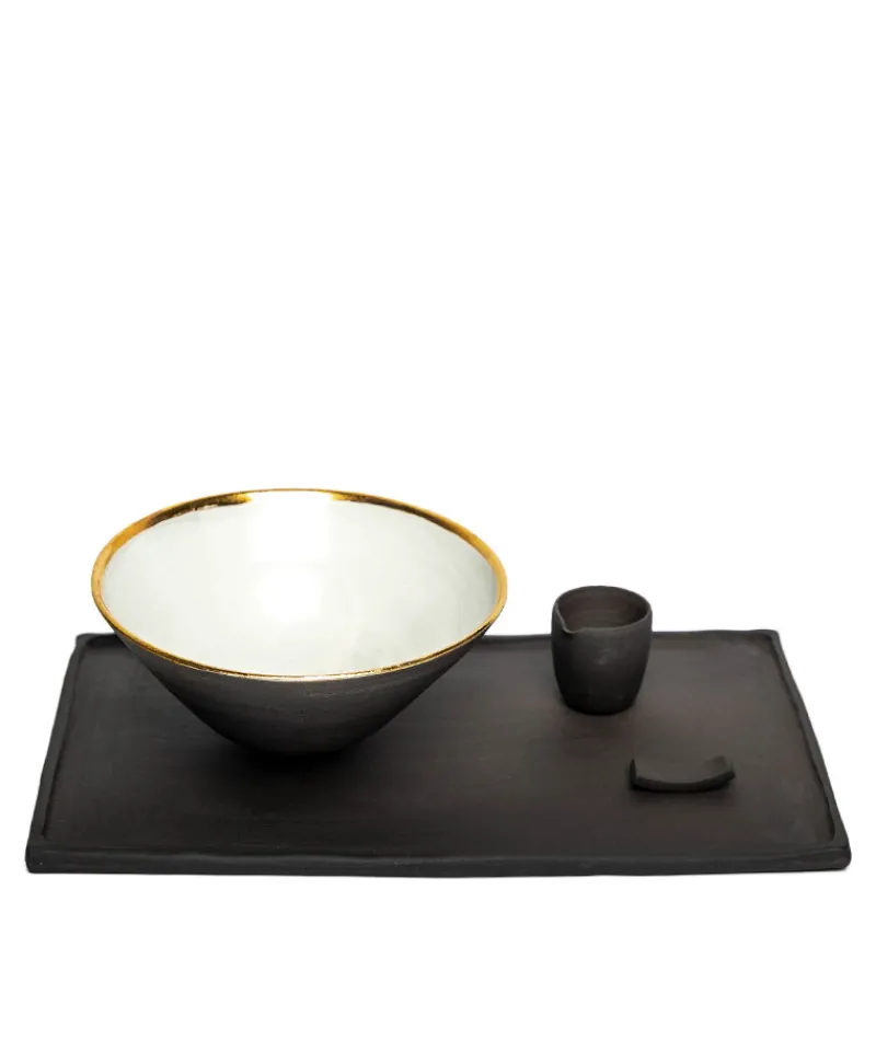 Ton Stein Gut Asiatische Küche|Keramik|Ramen Set “Schwarze Erde”