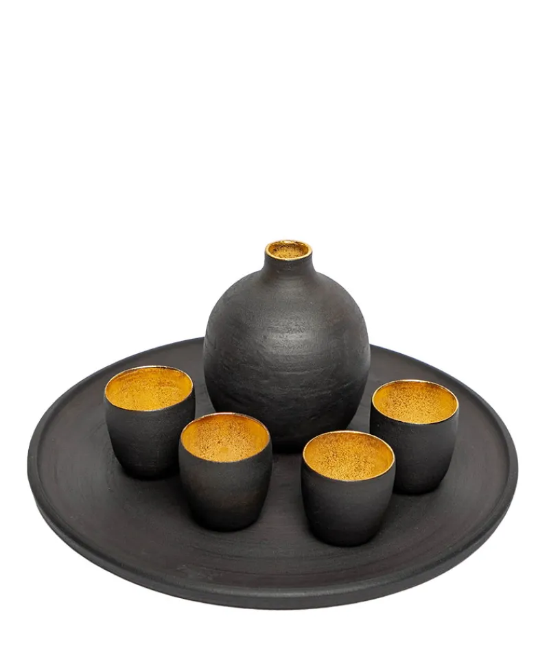 Ton Stein Gut Edles Handwerk|Tassen|Sake Set “Schwarze Erde”