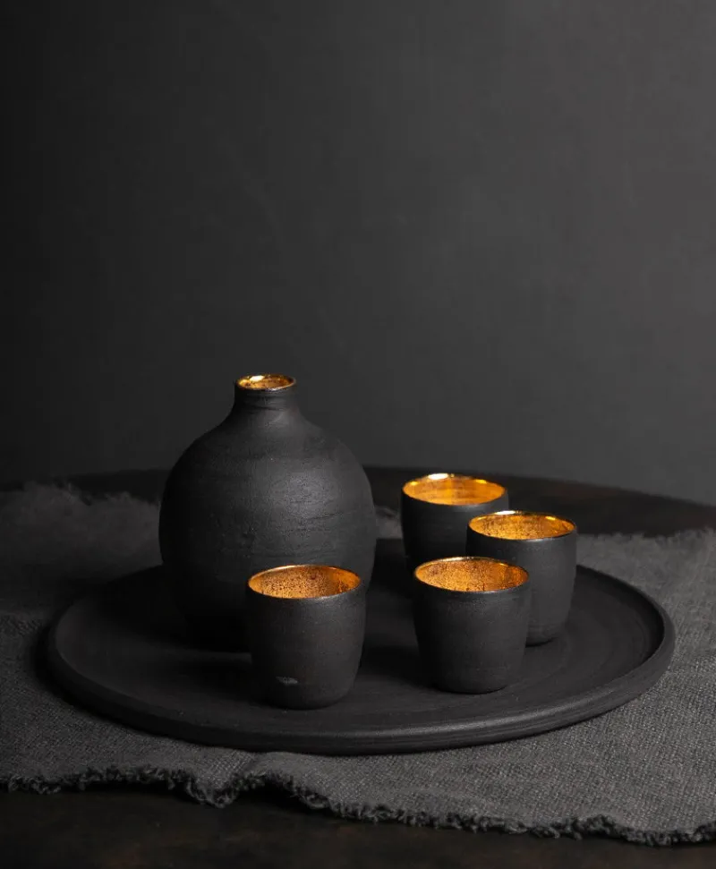 Ton Stein Gut Edles Handwerk|Tassen|Sake Set “Schwarze Erde”