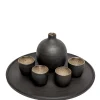 Ton Stein Gut Tassen|Asiatische Küche|Sake Set “Schwarze Erde”