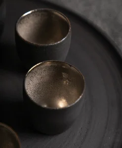 Ton Stein Gut Tassen|Asiatische Küche|Sake Set “Schwarze Erde”