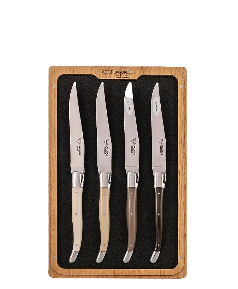 Laguiole en Aubrac Edles Handwerk|Messer|Steakmesser-Set Corian Crème
