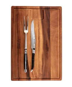 Laguiole en Aubrac Edles Handwerk|Grillen|Tranchierbesteck mit Brett