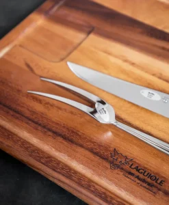 Laguiole en Aubrac Edles Handwerk|Grillen|Tranchierbesteck mit Brett