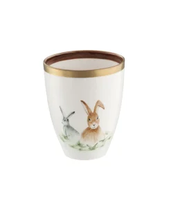 Sofina Porzellan Vasen|Vase mit handbemalten Ostermotiv Hase grau und braun