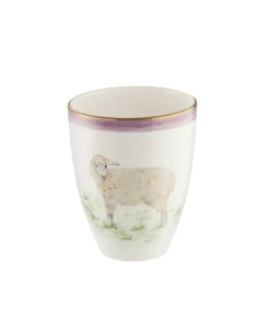 Sofina Porzellan Vasen|Vase mit handbemalten Ostermotiv Schaf mit Farb-, und Goldrand