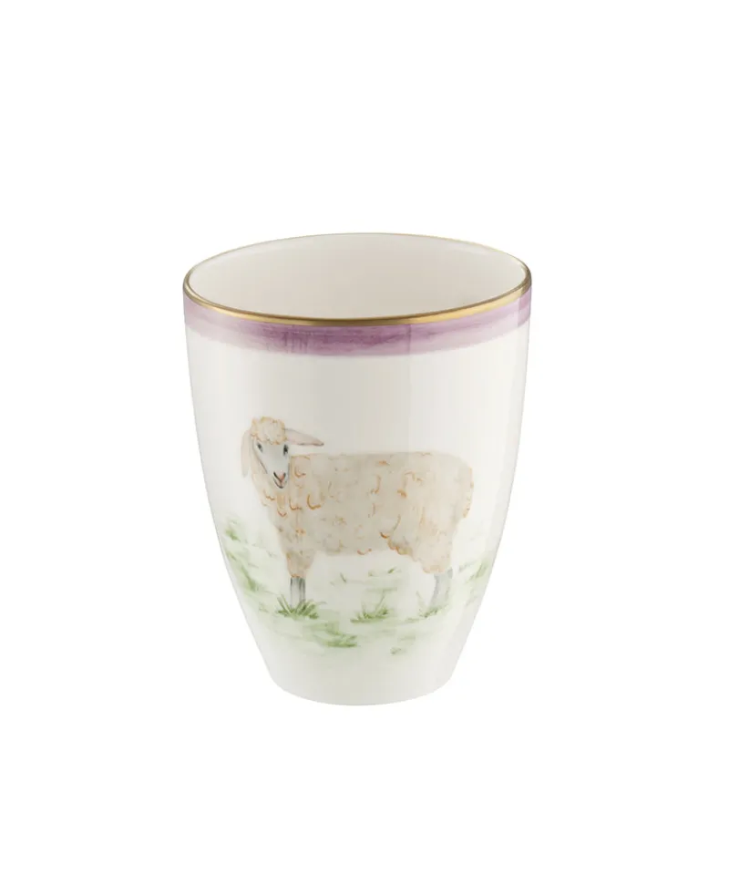 Sofina Porzellan Vasen|Vase mit handbemalten Ostermotiv Schaf mit Farb-, und Goldrand