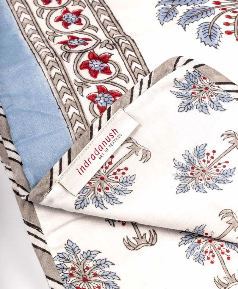 indradanush Decken Und Plaids|Tagesdecken Und Bettüberwürfe|Wendequilt Blockprint "Dattelpalme"