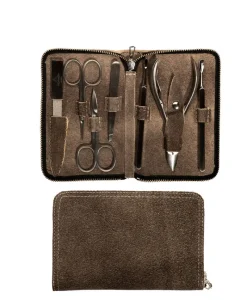 F. HAMMANN Reiseaccessoires|Maniküre Etuis|Wildbuck Manicure – Maniküre-Etui Wildbockleder mit Eschenburg Besteck